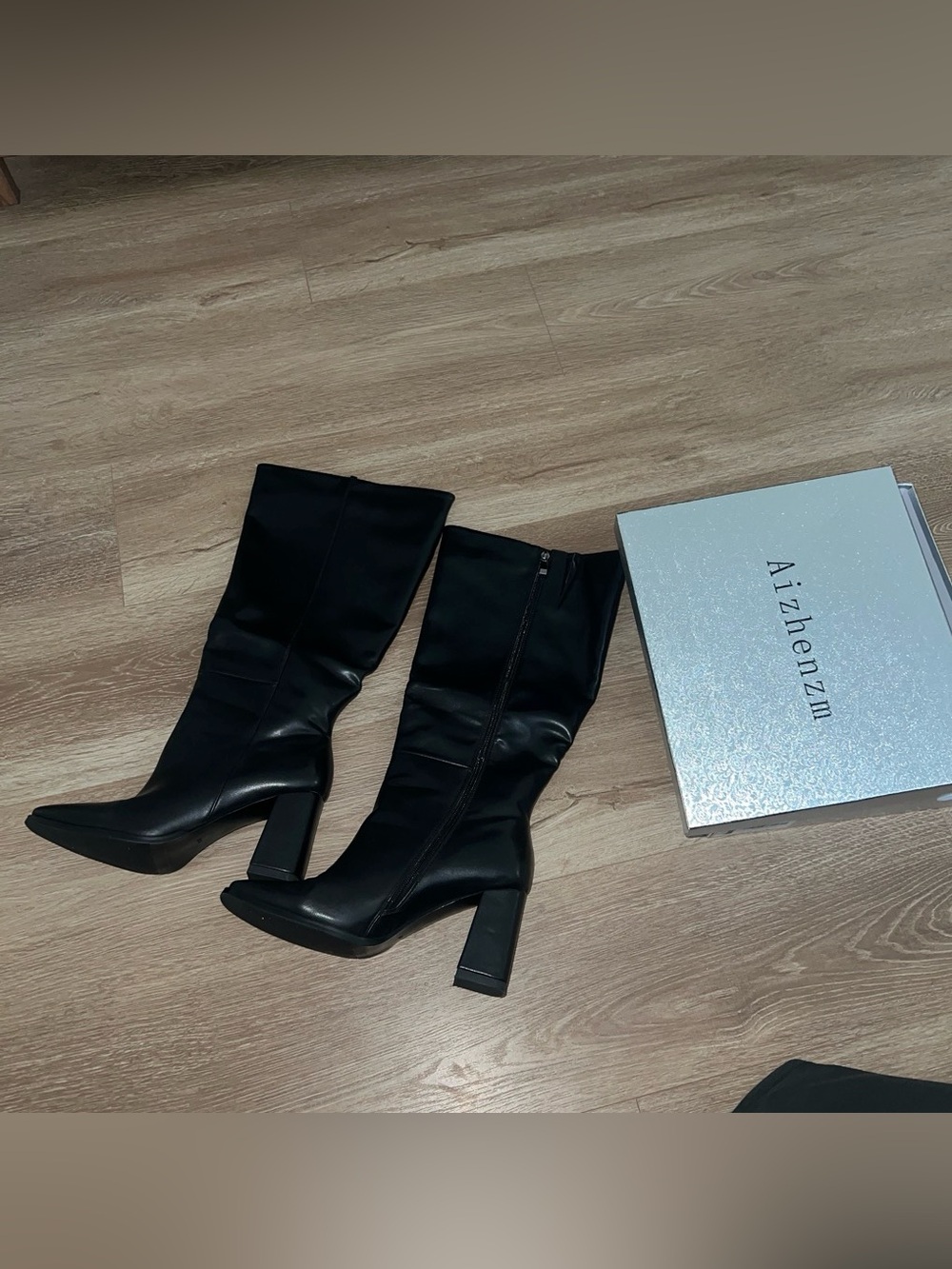Black WIDE CALF Block Heel Women's Boots